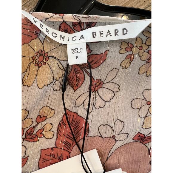 Veronica Beard Silk Long Sleeve Mini Dress Pink Floral Print 6 - Picture 7 of 10